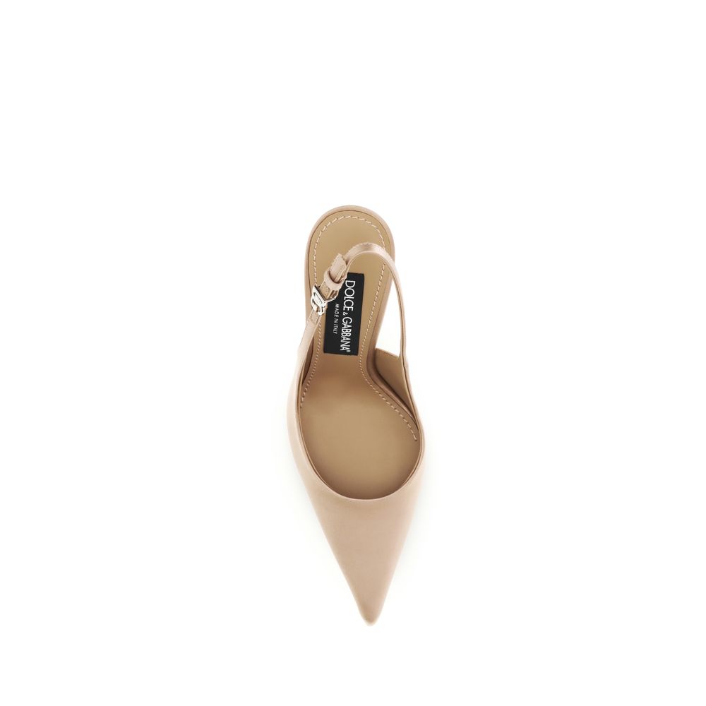 Dolce & Gabbana Beige Satin High-Heel Pumps