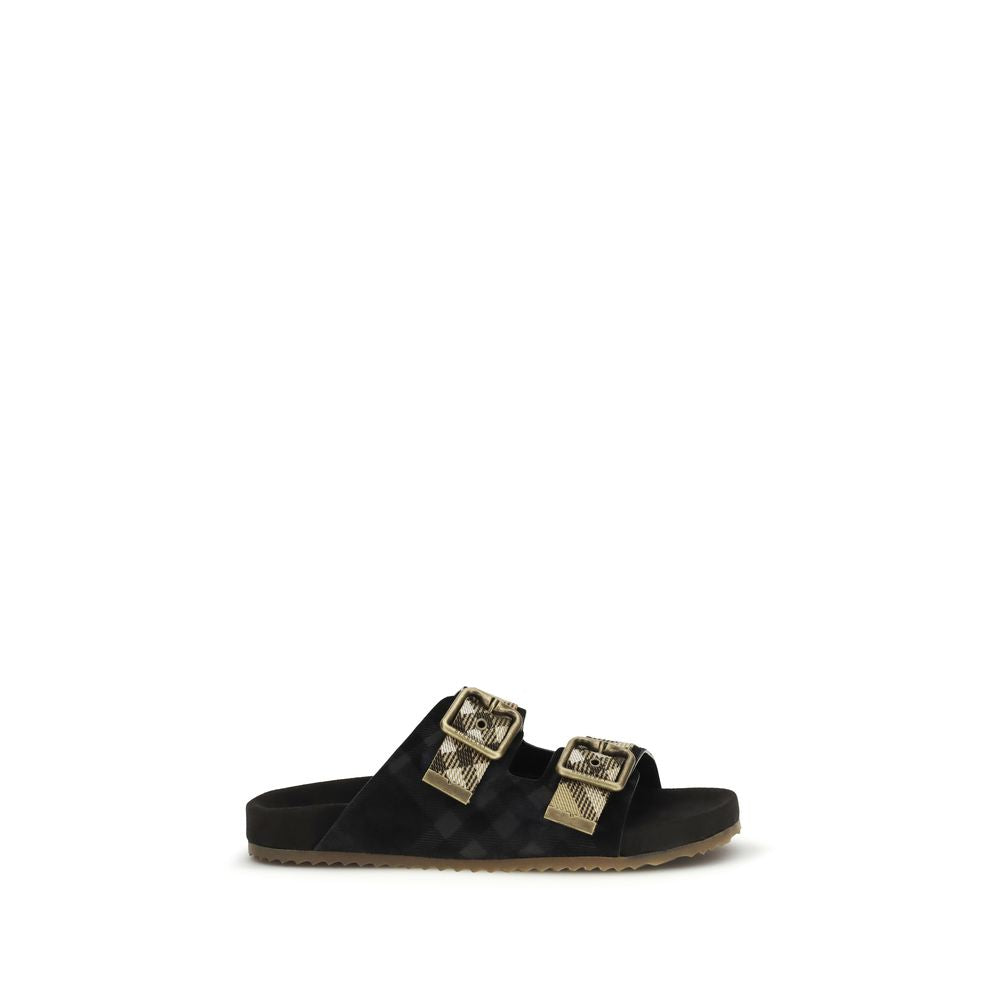 Burberry Black Calf Leather Strap-On Sandals