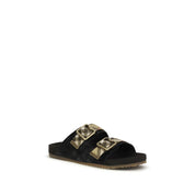 Burberry Black Calf Leather Strap-On Sandals