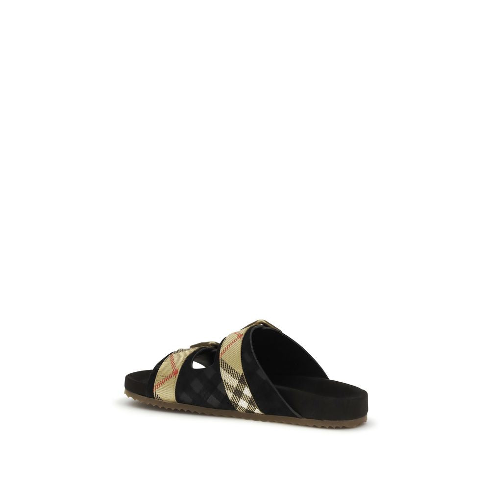 Burberry Black Calf Leather Strap-On Sandals