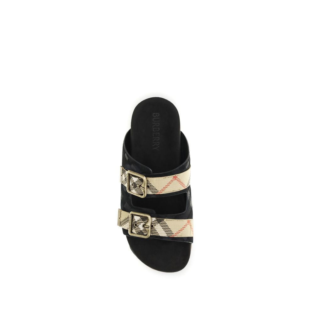 Burberry Black Calf Leather Strap-On Sandals