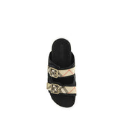 Burberry Black Calf Leather Strap-On Sandals
