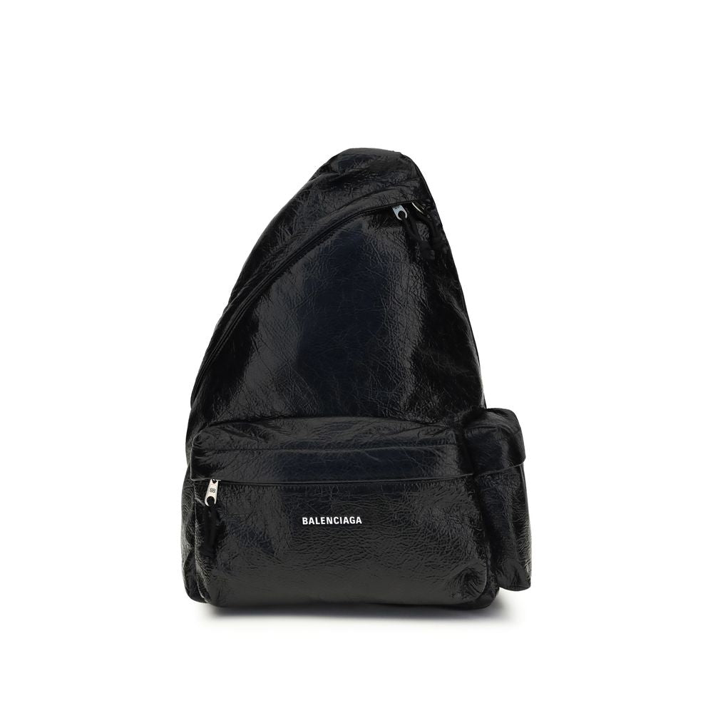 Balenciaga Black Nylon and Lambskin Explorer Backpack