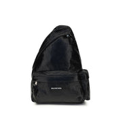 Balenciaga Black Nylon and Lambskin Explorer Backpack