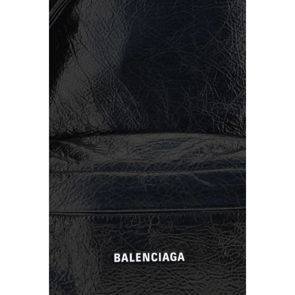 Balenciaga Black Nylon and Lambskin Explorer Backpack
