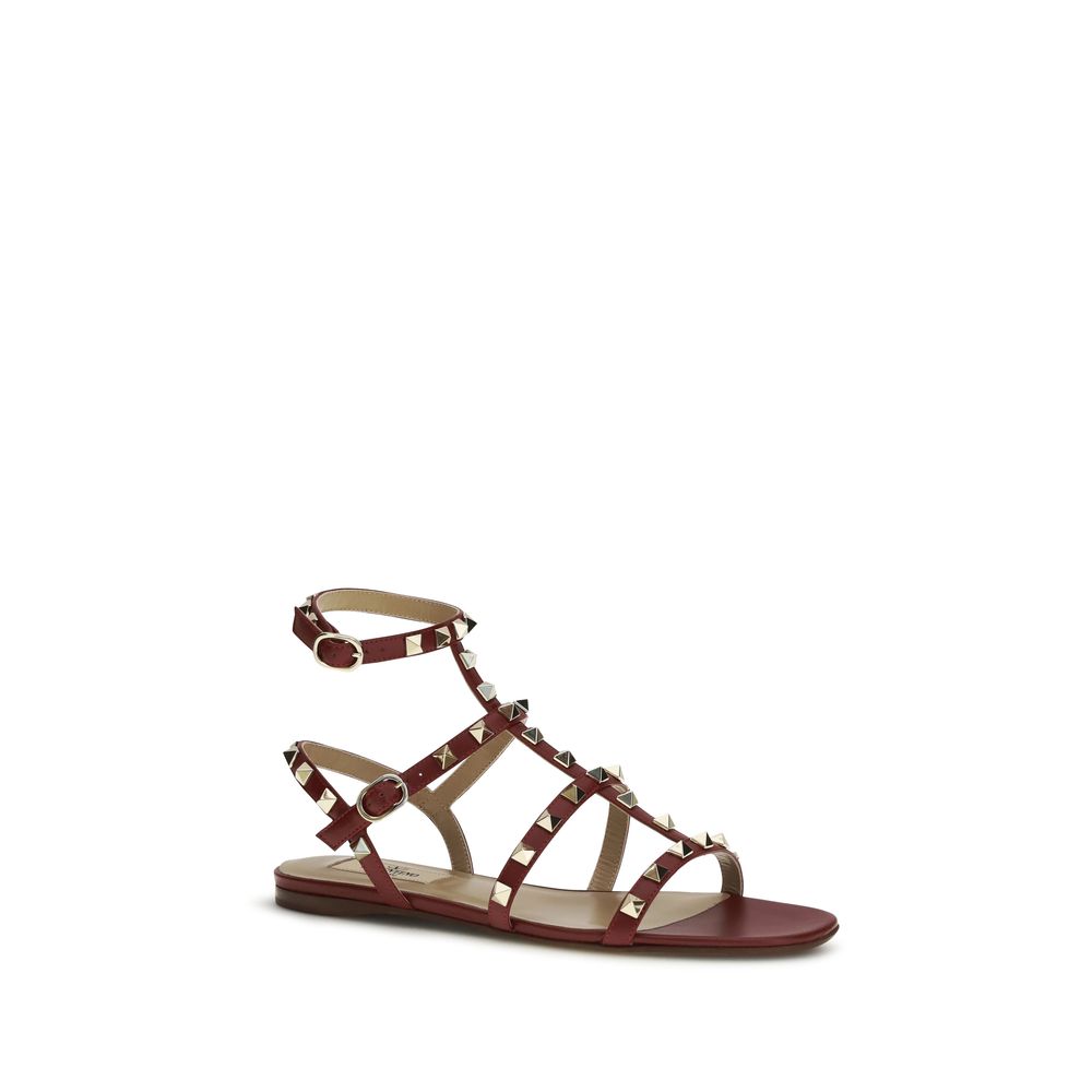 Valentino Garavani Brown Calf Leather Strap-On Sandals