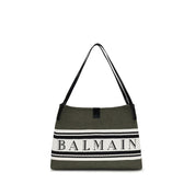 Balmain Black Canvas and Calf Leather Release Tote