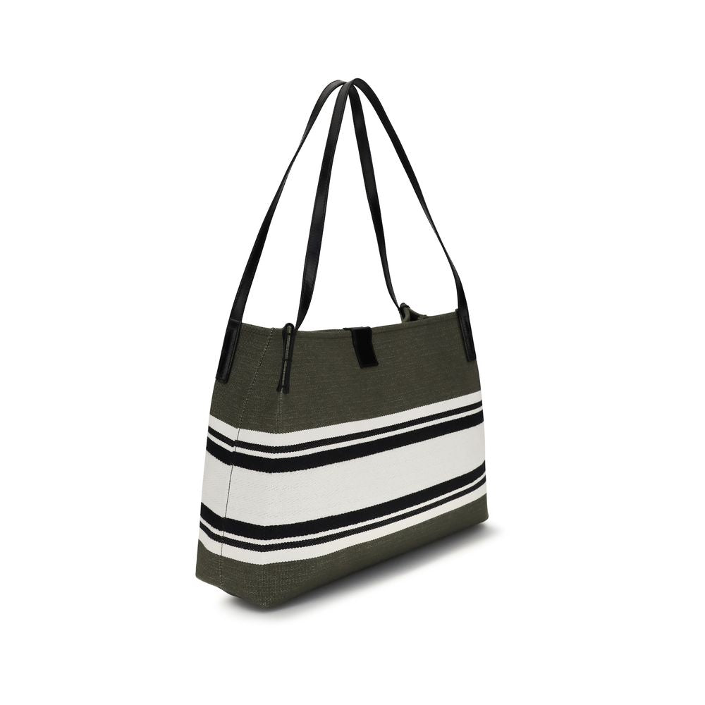 Balmain Black Canvas and Calf Leather Release Tote