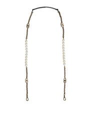 Dolce & Gabbana Black Leather Gold Chain Shoulder Strap
