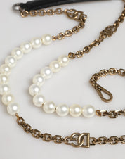Dolce & Gabbana Black Leather Gold Chain Shoulder Strap