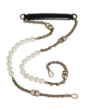 Dolce & Gabbana Black Leather Gold Chain Shoulder Strap