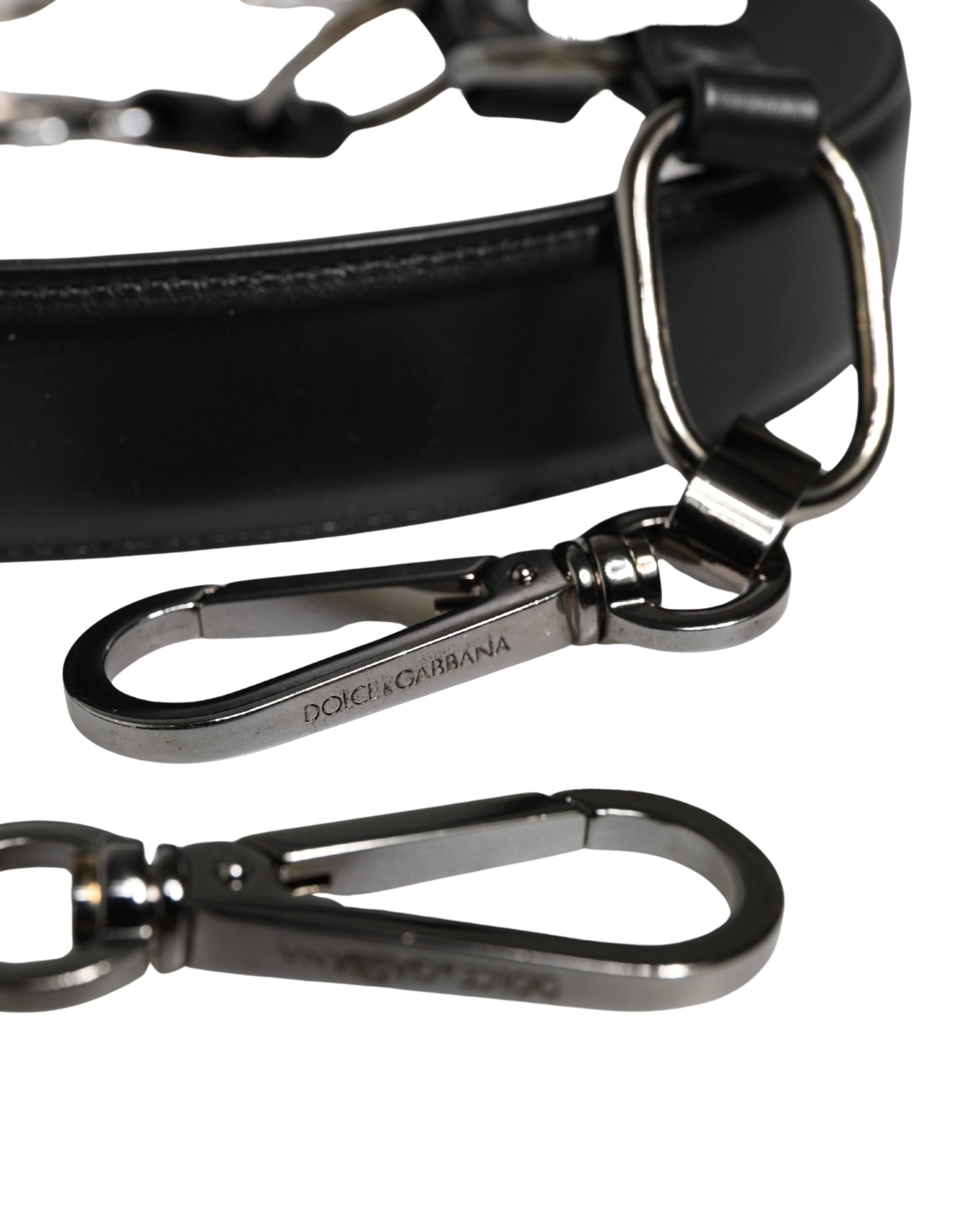 Dolce & Gabbana Black Calf Leather Shoulder Strap