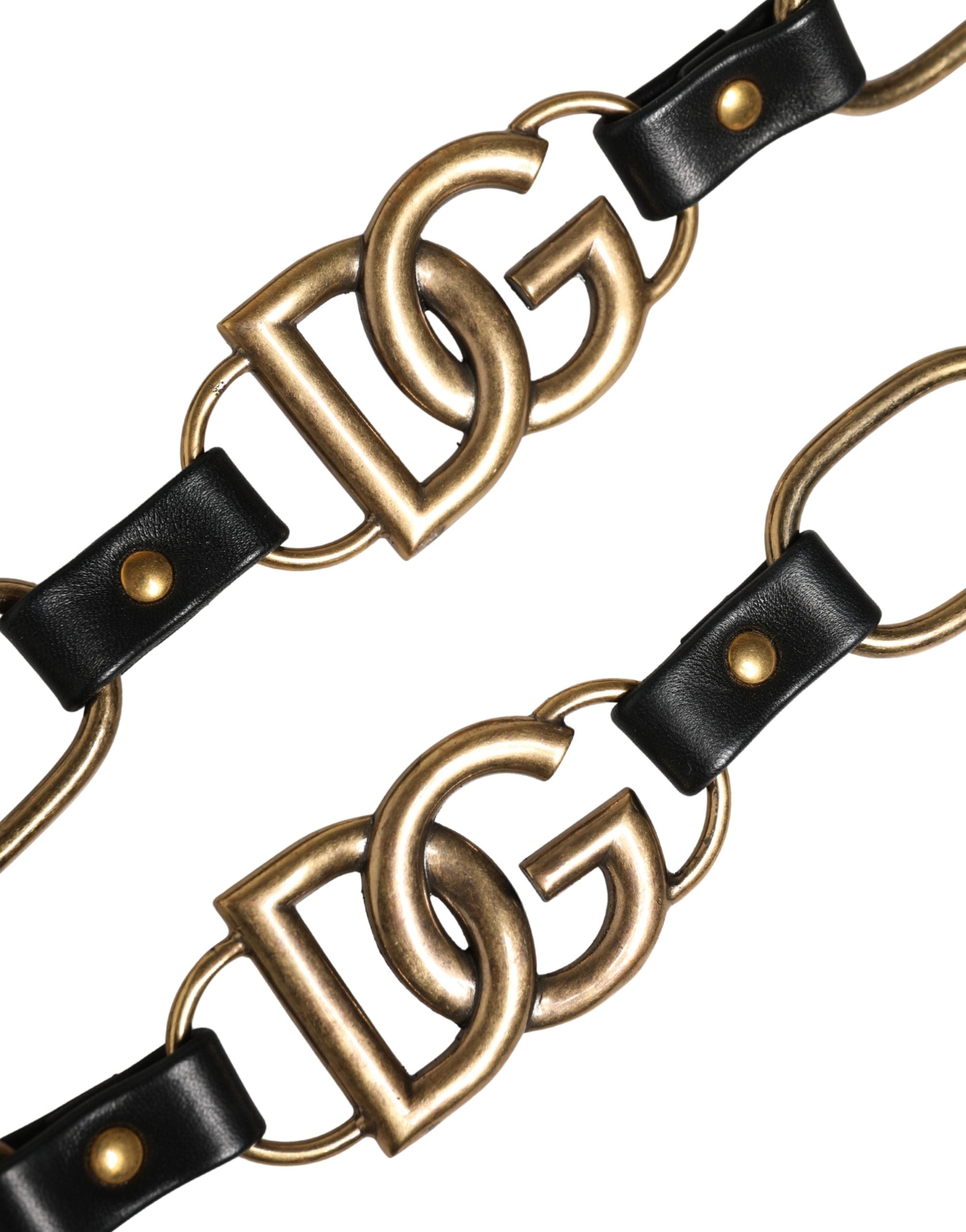 Dolce & Gabbana Black Leather Shoulder Strap