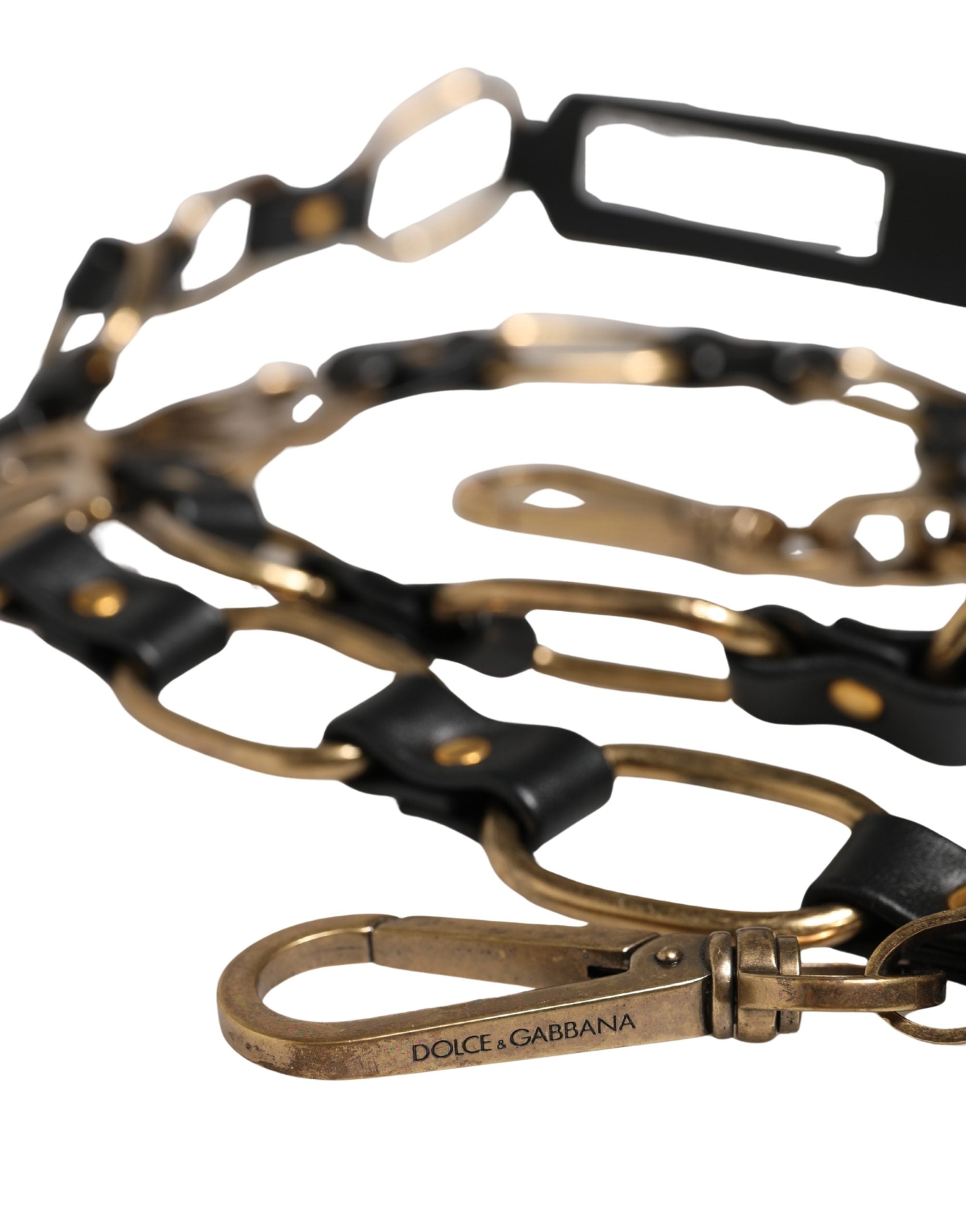 Dolce & Gabbana Black Leather Shoulder Strap