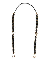 Dolce & Gabbana Black Leather Gold Chain Shoulder Strap