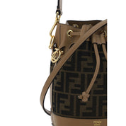 Fendi Brown Raffia Mini Bucket Bag