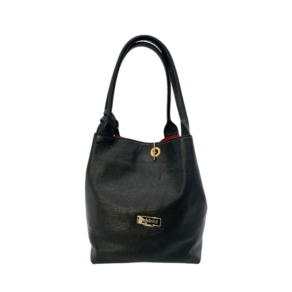 Baldinini Trend Black Cow Leather Shoulder Bag