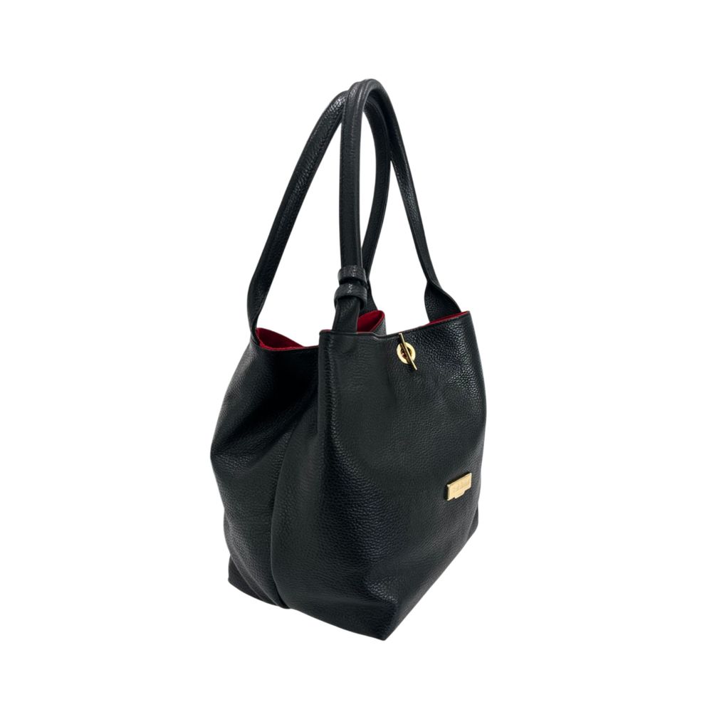 Baldinini Trend Black Cow Leather Shoulder Bag