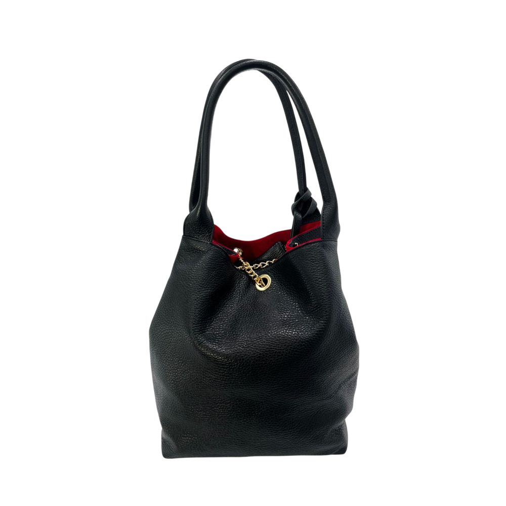 Baldinini Trend Black Cow Leather Shoulder Bag