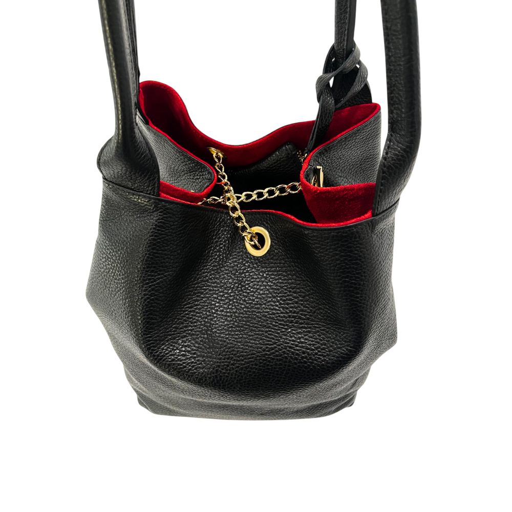 Baldinini Trend Black Cow Leather Shoulder Bag