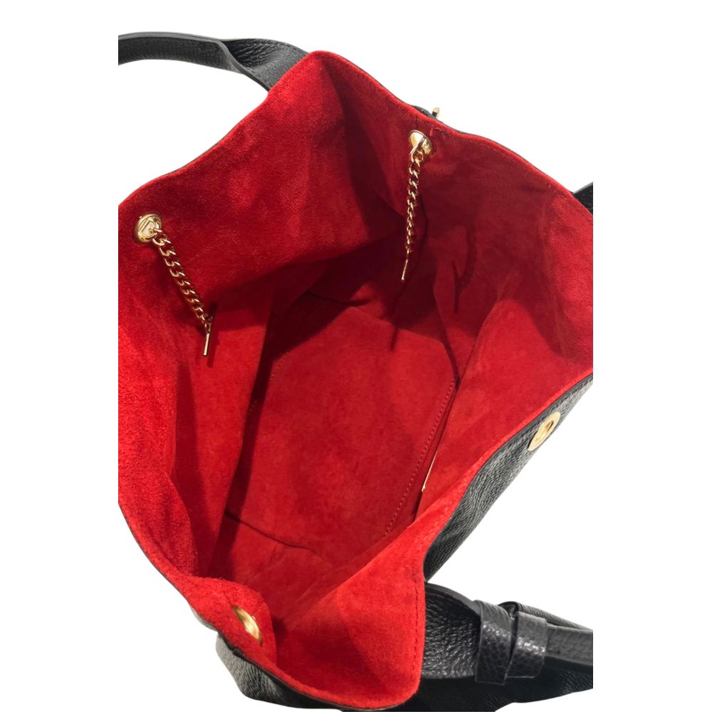 Baldinini Trend Black Cow Leather Shoulder Bag