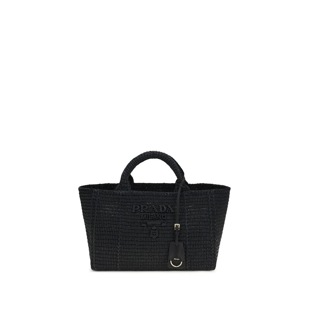 Prada Black Crocheted Viscose Shoulder Bag