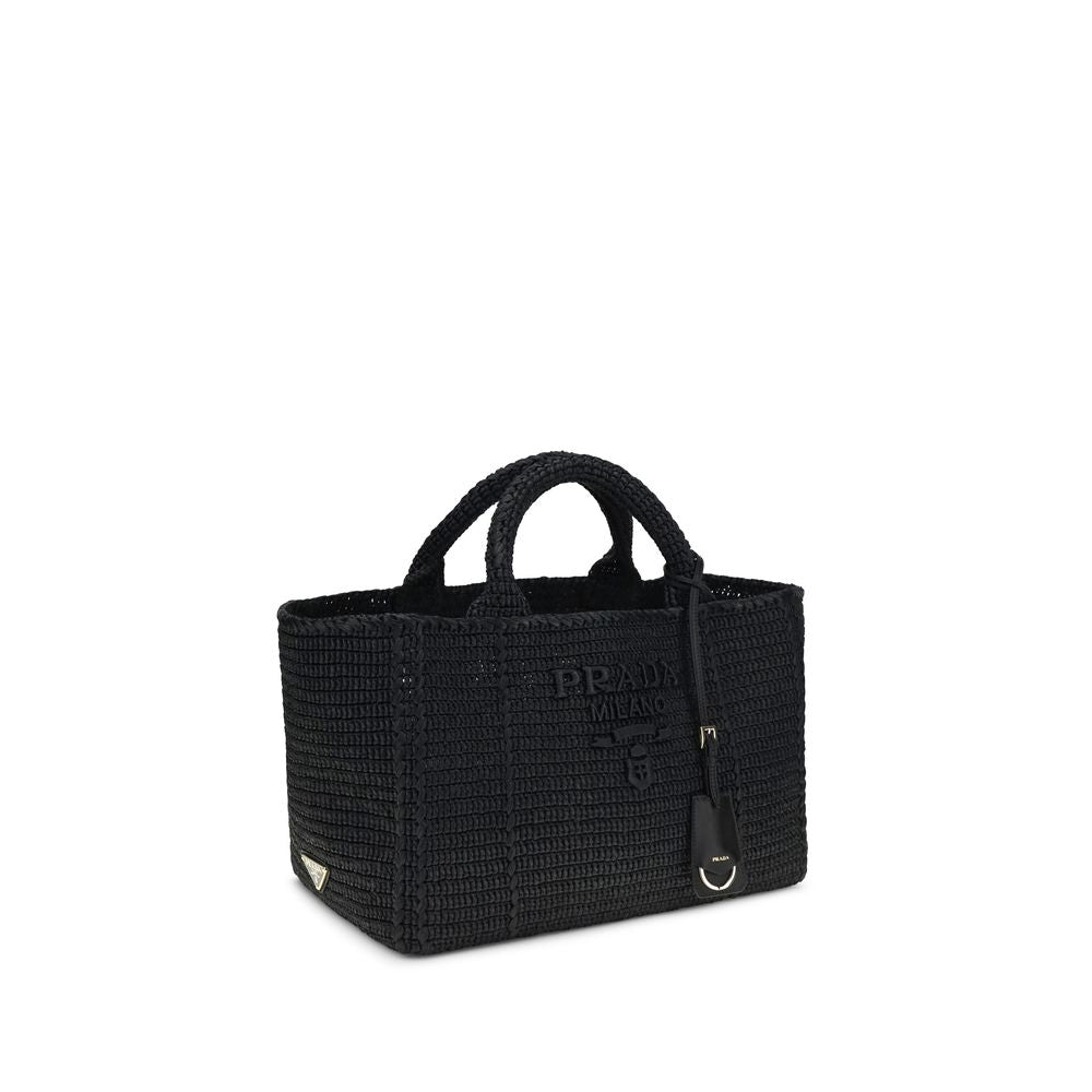 Prada Black Crocheted Viscose Shoulder Bag