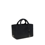 Prada Black Crocheted Viscose Shoulder Bag