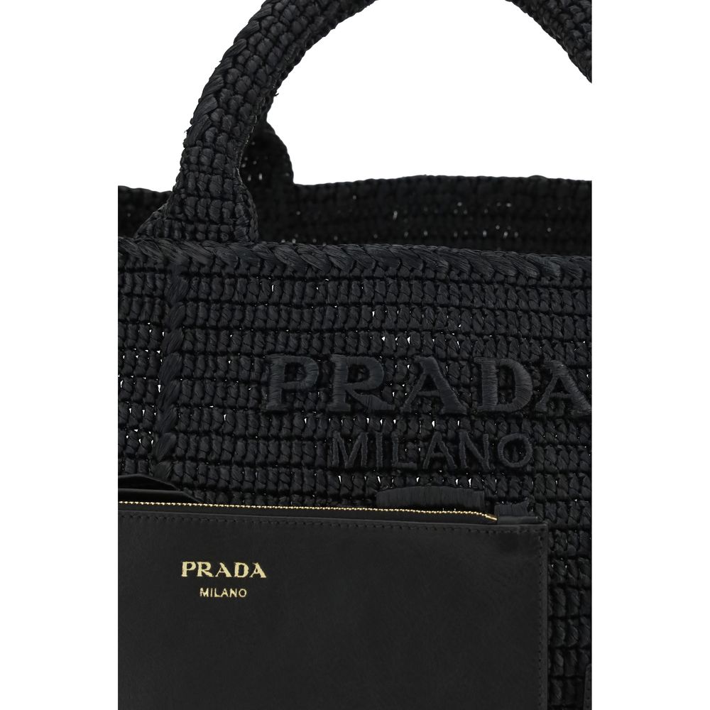 Prada Black Crocheted Viscose Shoulder Bag