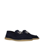 Dolce & Gabbana Blue Suede Slip-On Loafers