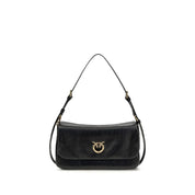 PINKO Black Calf Leather Shoulder Bag