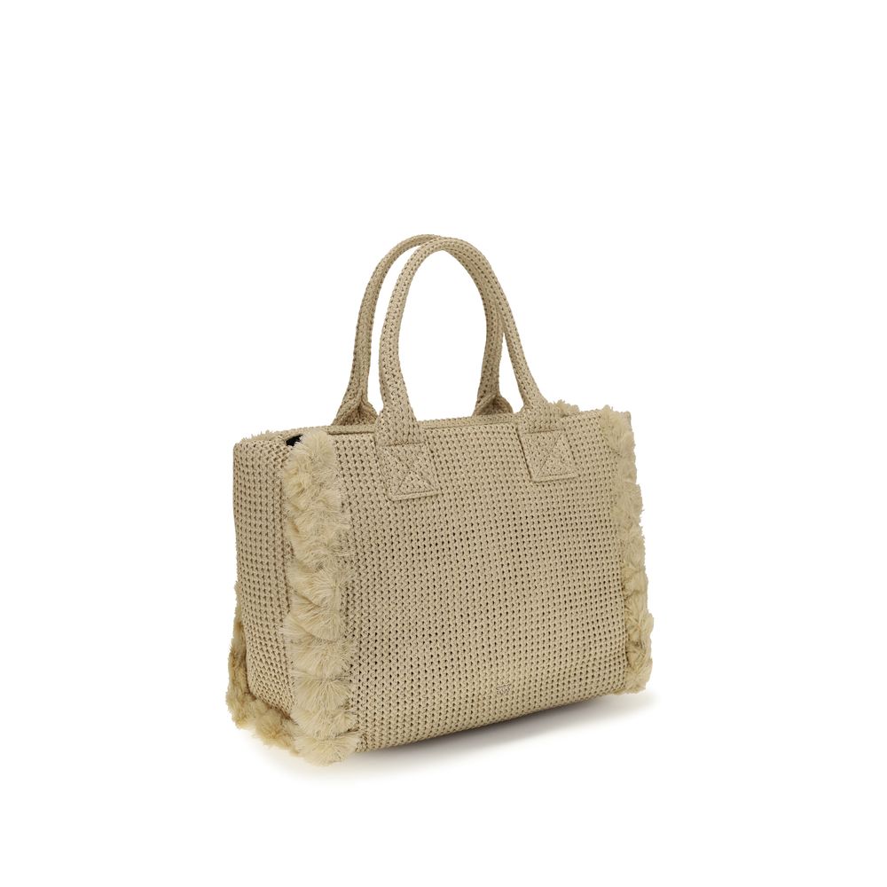PINKO Beige Raffia Shoulder Bag