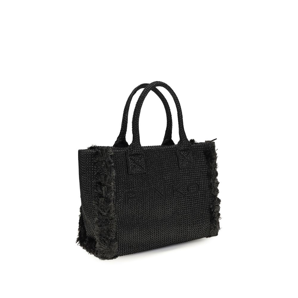 PINKO Black Raffia Shoulder Bag
