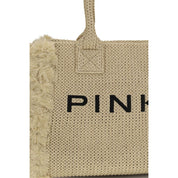 PINKO Beige Raffia Shoulder Bag