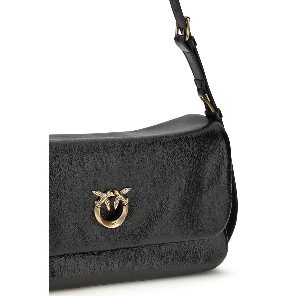 PINKO Black Calf Leather Shoulder Bag