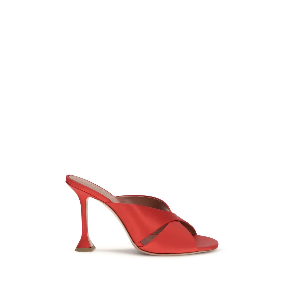 Amina Muaddi Multicolor Satin Stiletto Heel Sandals