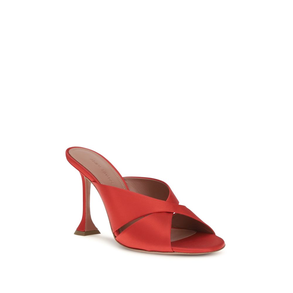 Amina Muaddi Multicolor Satin Stiletto Heel Sandals