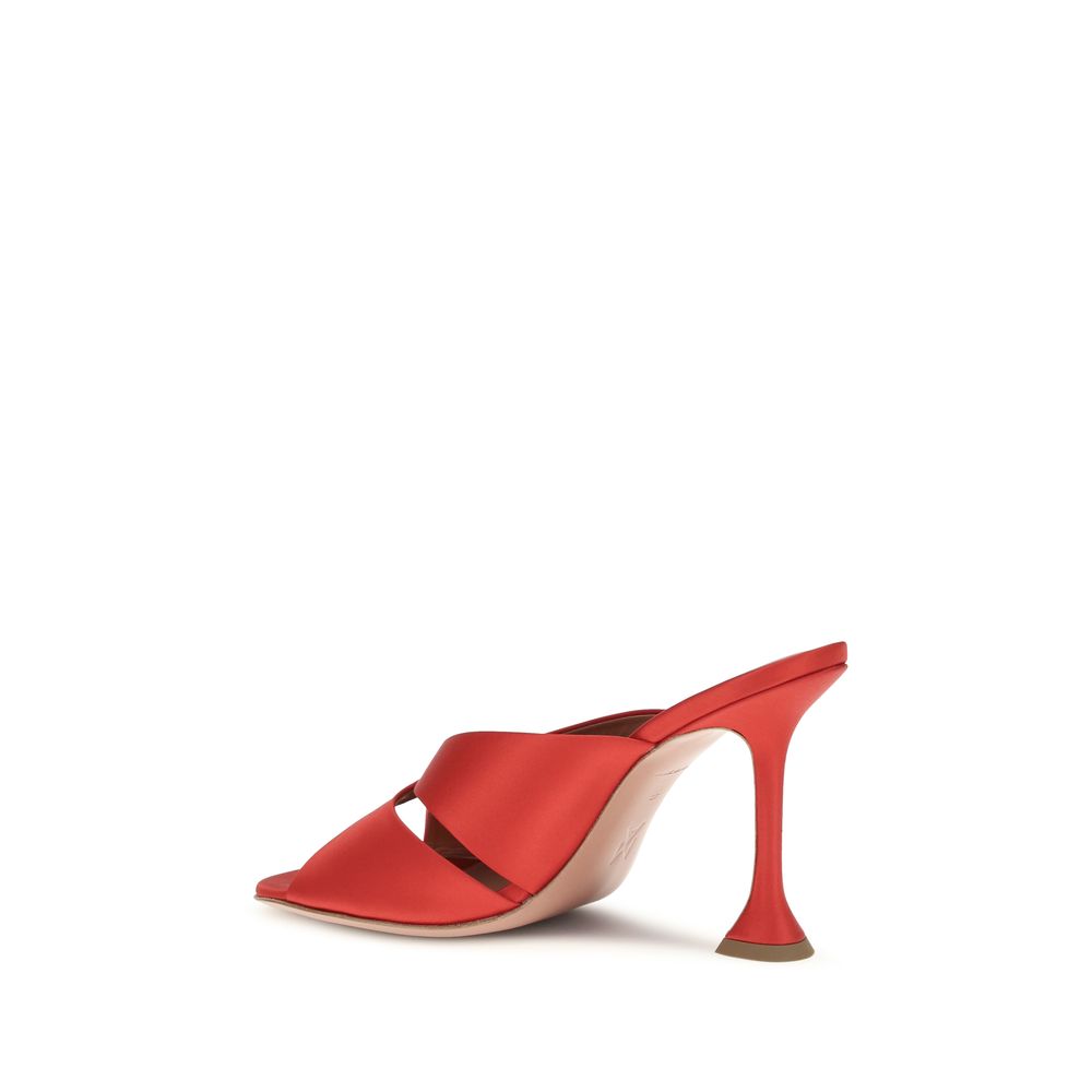 Amina Muaddi Multicolor Satin Stiletto Heel Sandals