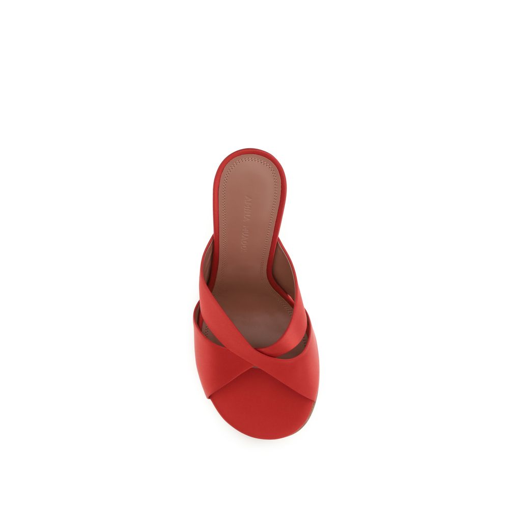 Amina Muaddi Multicolor Satin Stiletto Heel Sandals