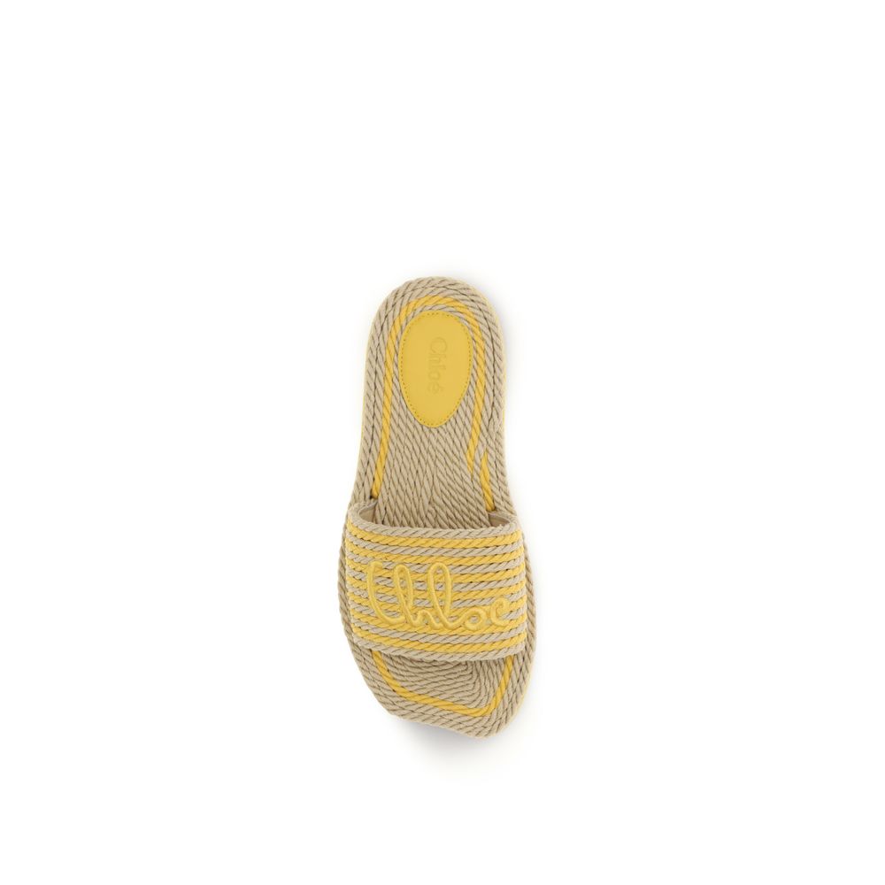 Chloé Beige Lambskin Flat Sandals
