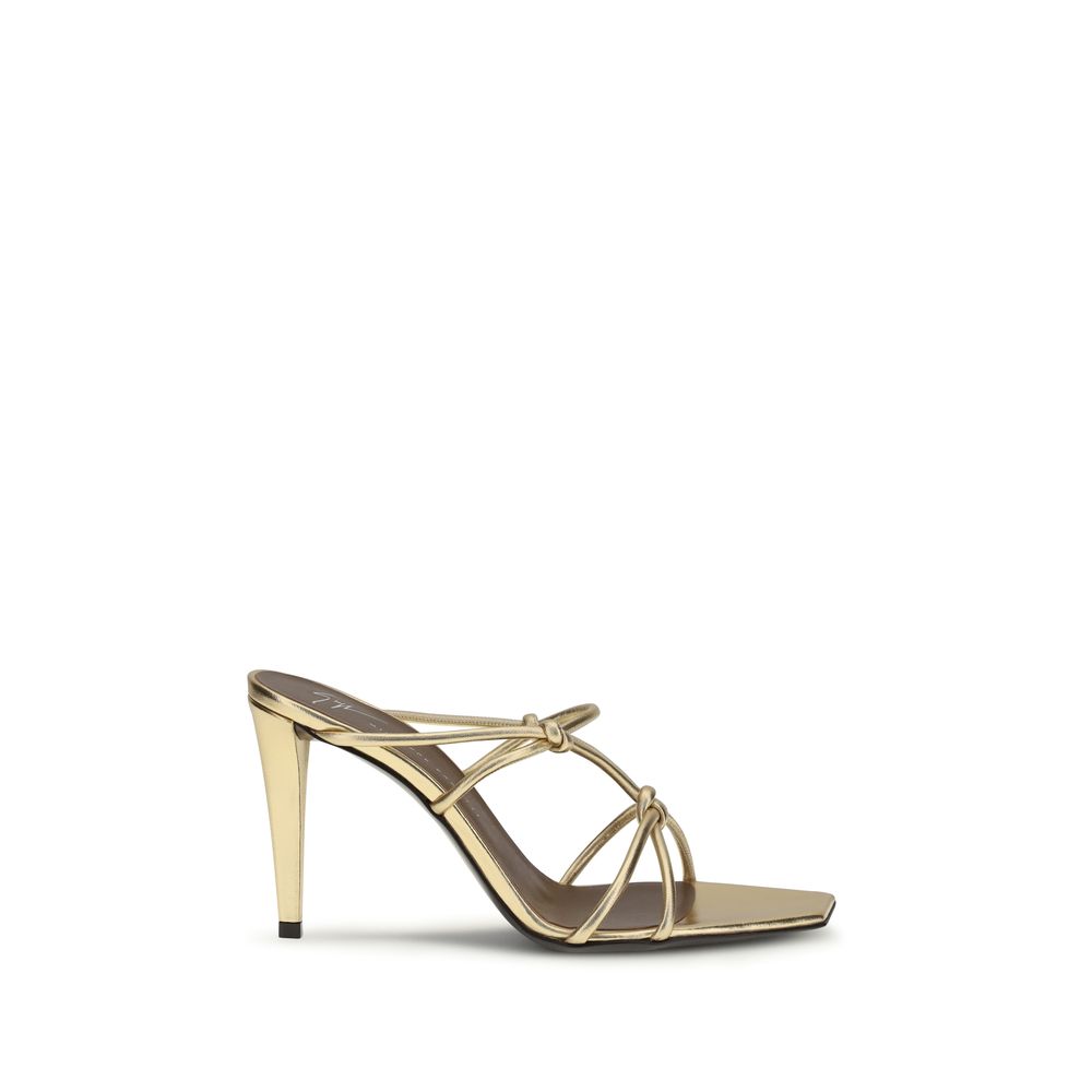 Giuseppe Zanotti Gold Calf Leather Stiletto Heel Sandals