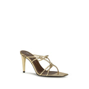 Giuseppe Zanotti Gold Calf Leather Stiletto Heel Sandals