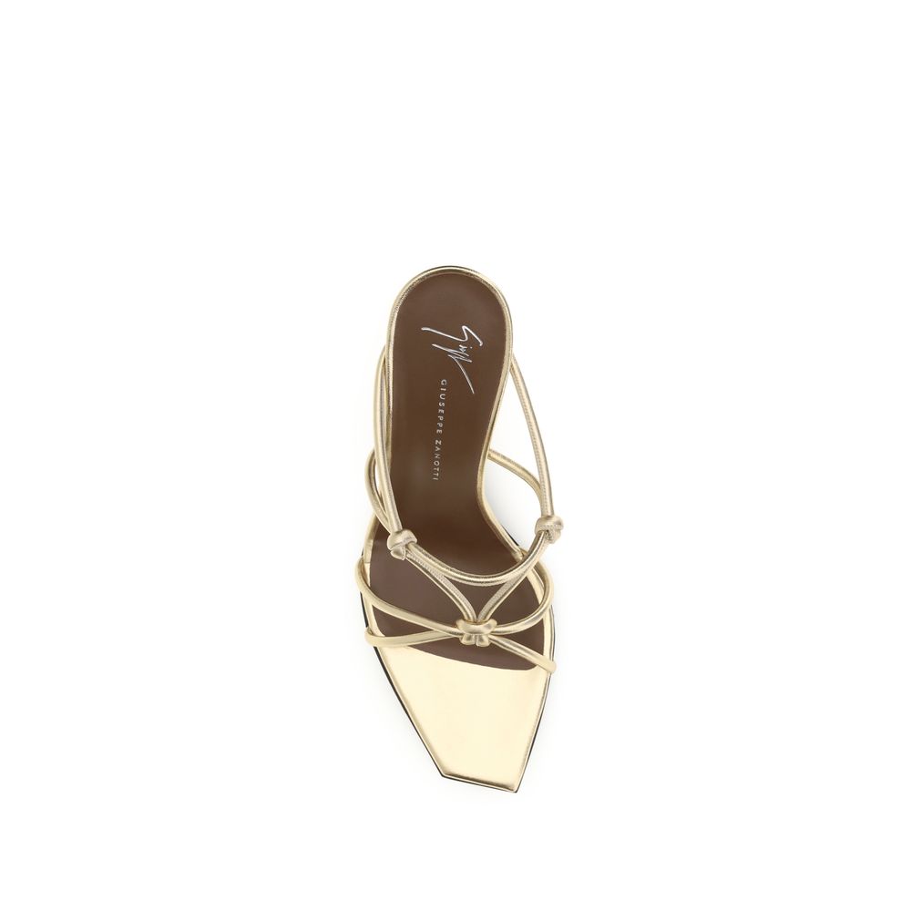 Giuseppe Zanotti Gold Calf Leather Stiletto Heel Sandals