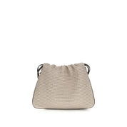 Brunello Cucinelli Beige Raffia Cotton Shoulder Bag
