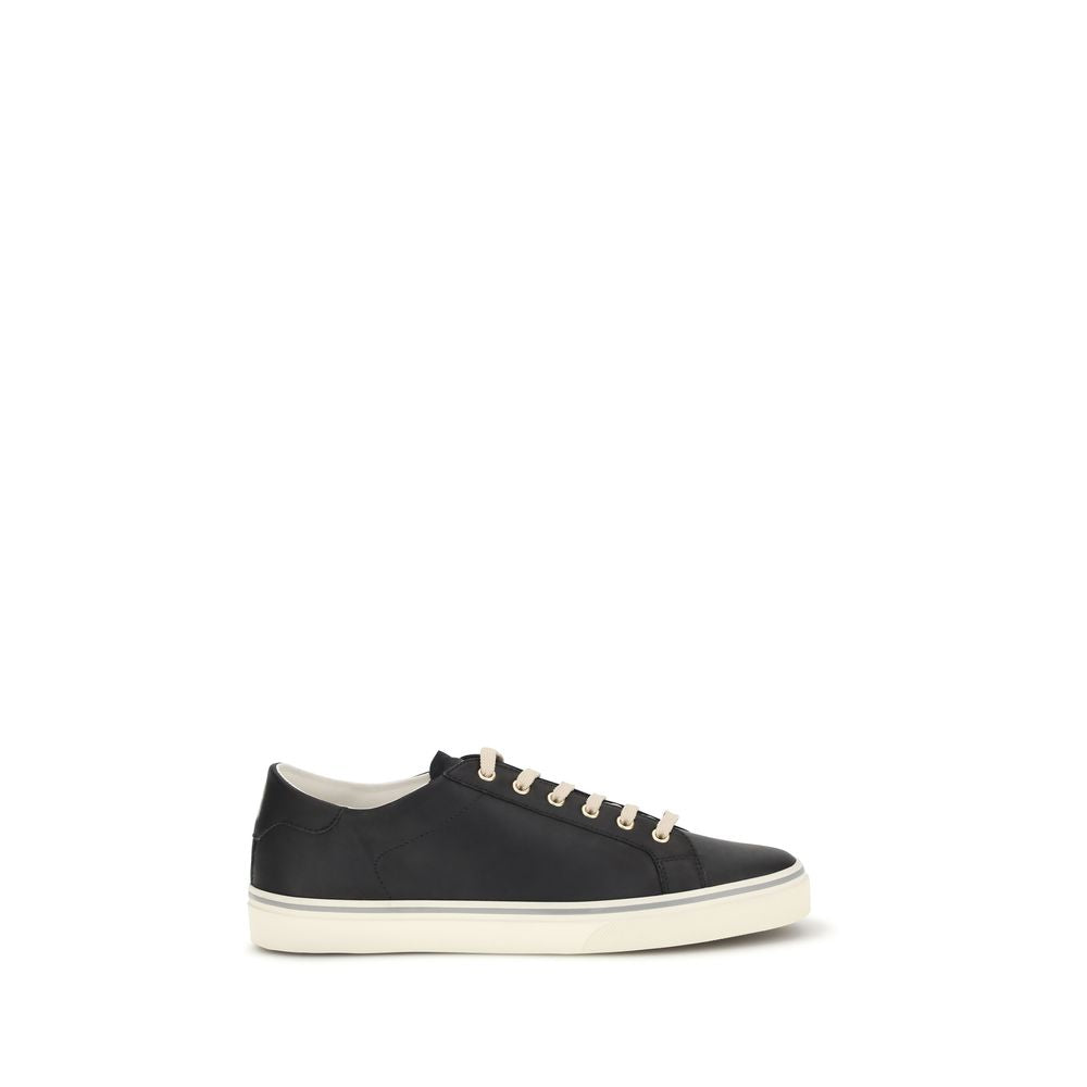 Brunello Cucinelli Black Calf Leather Low Top Sneakers