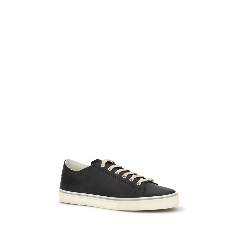 Brunello Cucinelli Black Calf Leather Low Top Sneakers