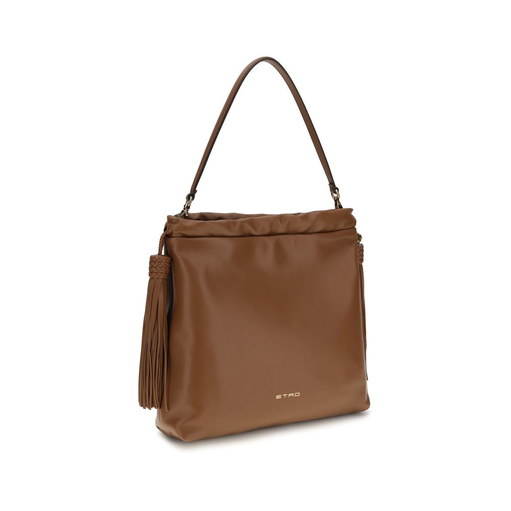 Etro Brown Lamb Leather Shoulder Bag