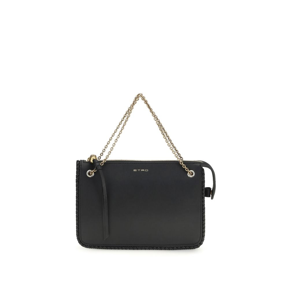 Etro Black Calf Leather Clutch Bag