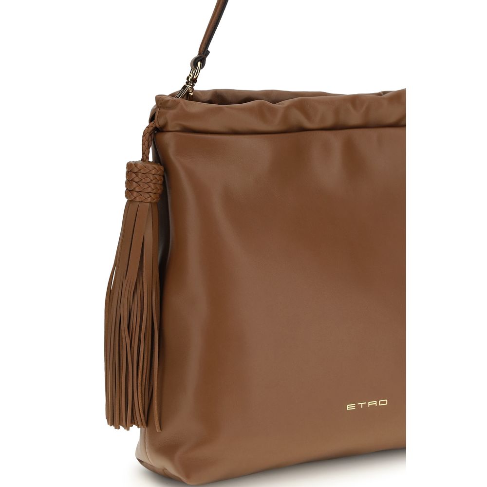 Etro Brown Lamb Leather Shoulder Bag