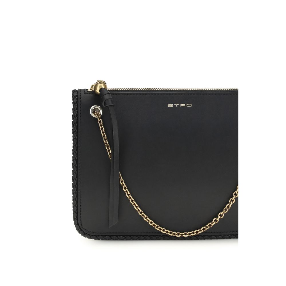 Etro Black Calf Leather Clutch Bag